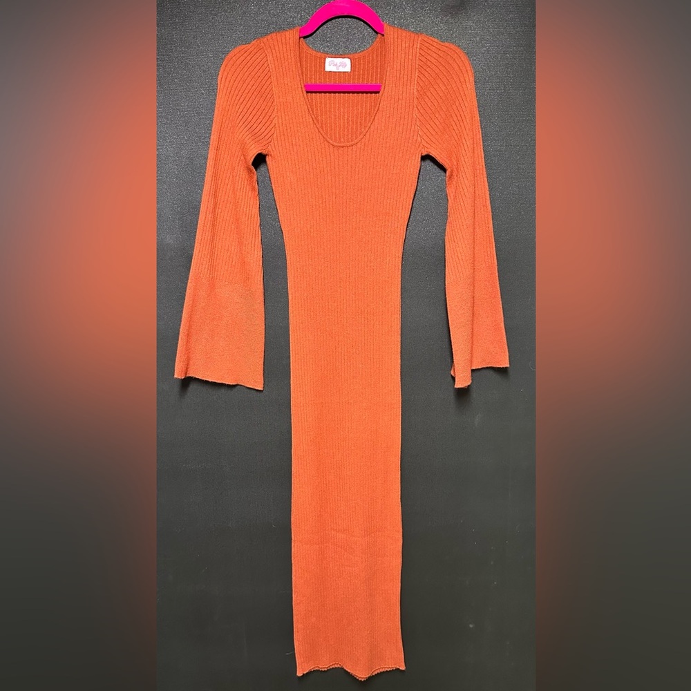 Pink Lily Bold Orange Long Sleeve Dress